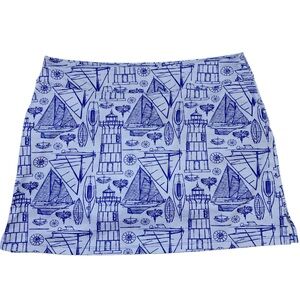 Vineyard Vines Blue Navy White Performance Skort Sailboat Lighthouse Print